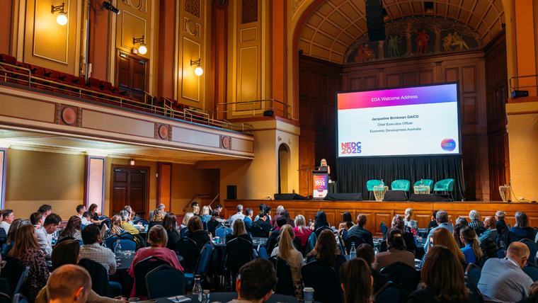 Keynote presentation to a full room at NEDC25